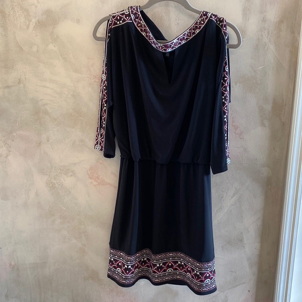 White House Black Market black dress with jewel details